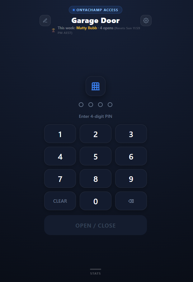 Garage controller mobile keypad user interface