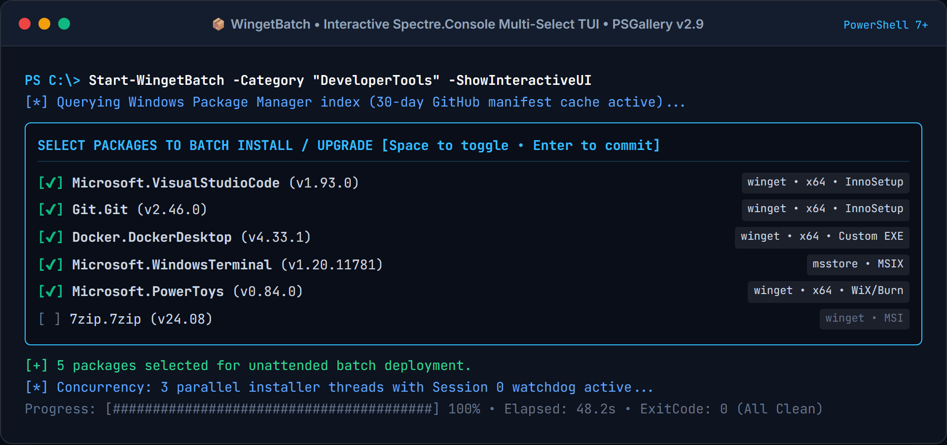 WingetBatch Spectre.Console interactive terminal UI