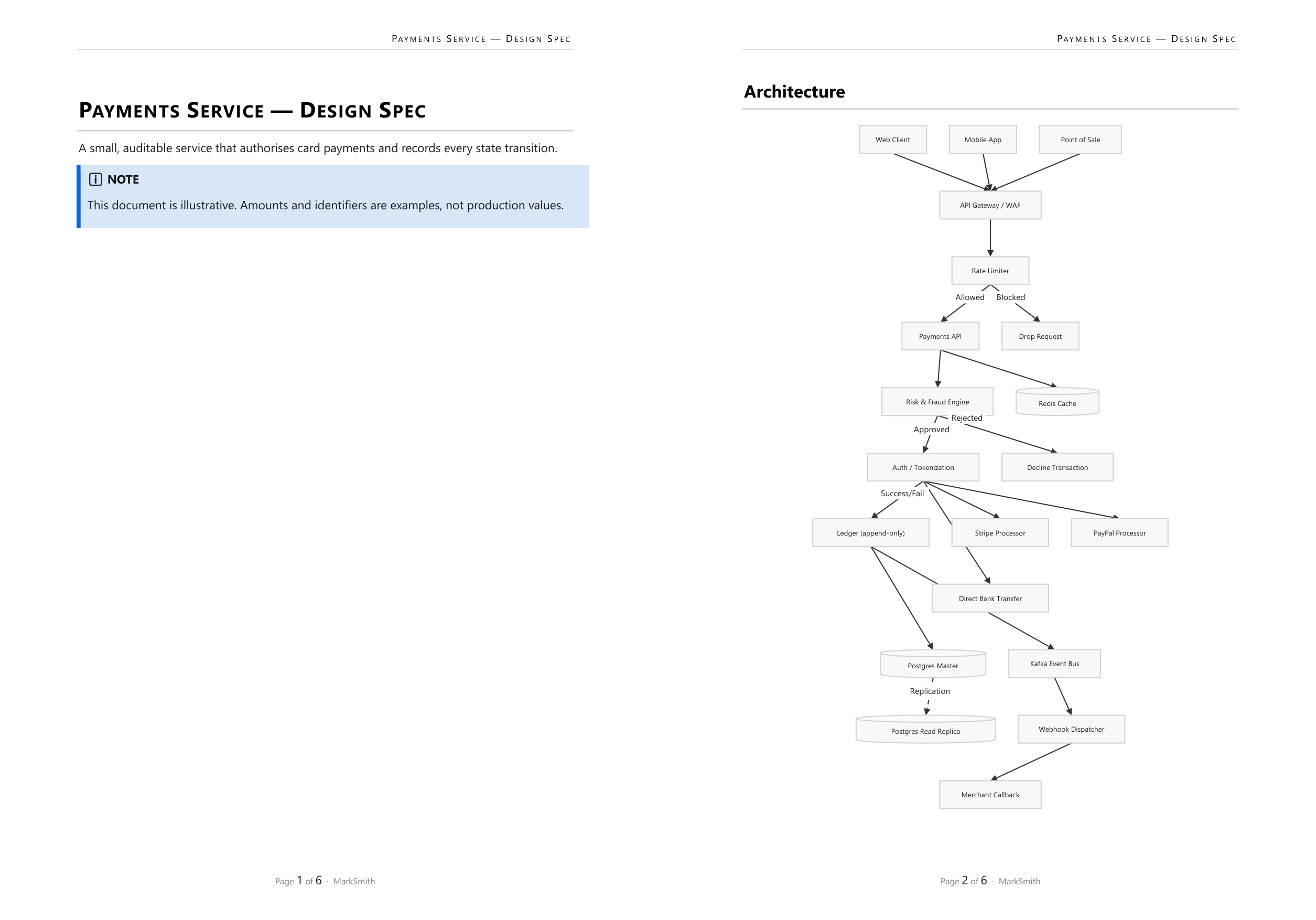 A Mermaid architecture diagram compiled into native editable Word shapes